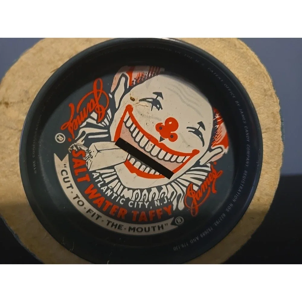 Vintage James Saltwater Taffy Coin Barrel Piggy Bank Atlantic City‎ NJ